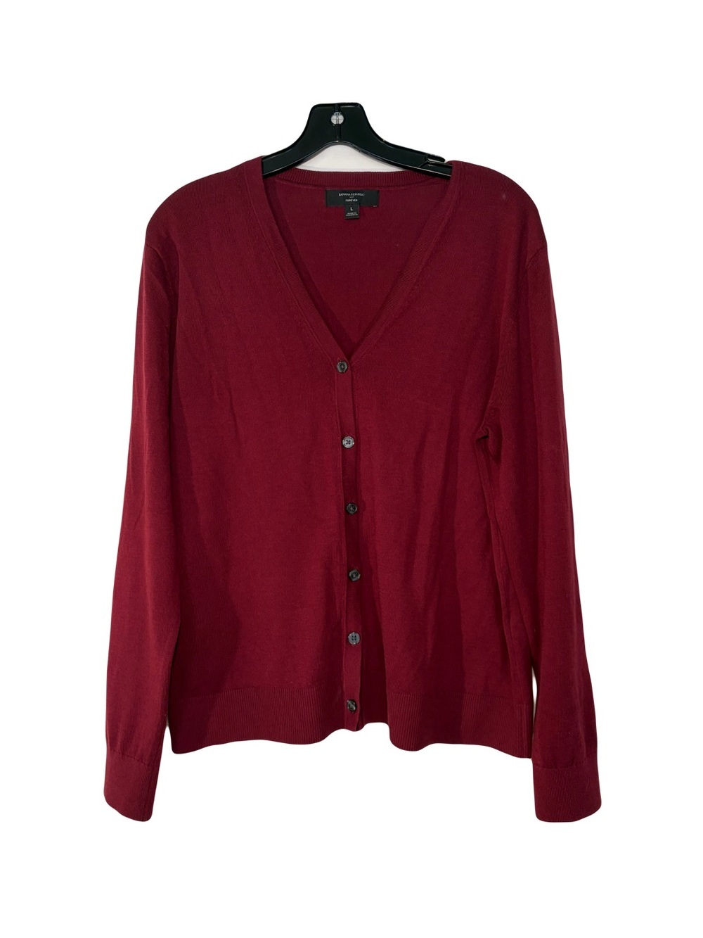 Banana Republic Women's Deep Burgundy V-Neck Button Cardigan size large